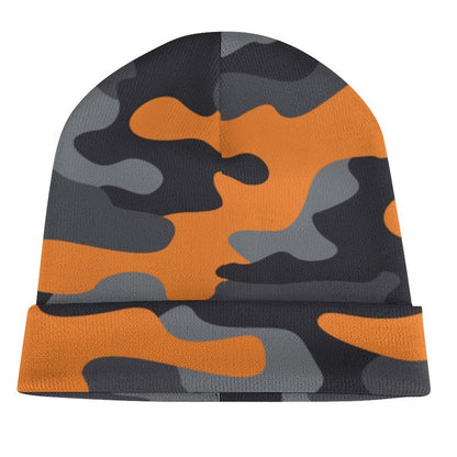 Camo Beanie | Orange, Gray & Black Camouflage