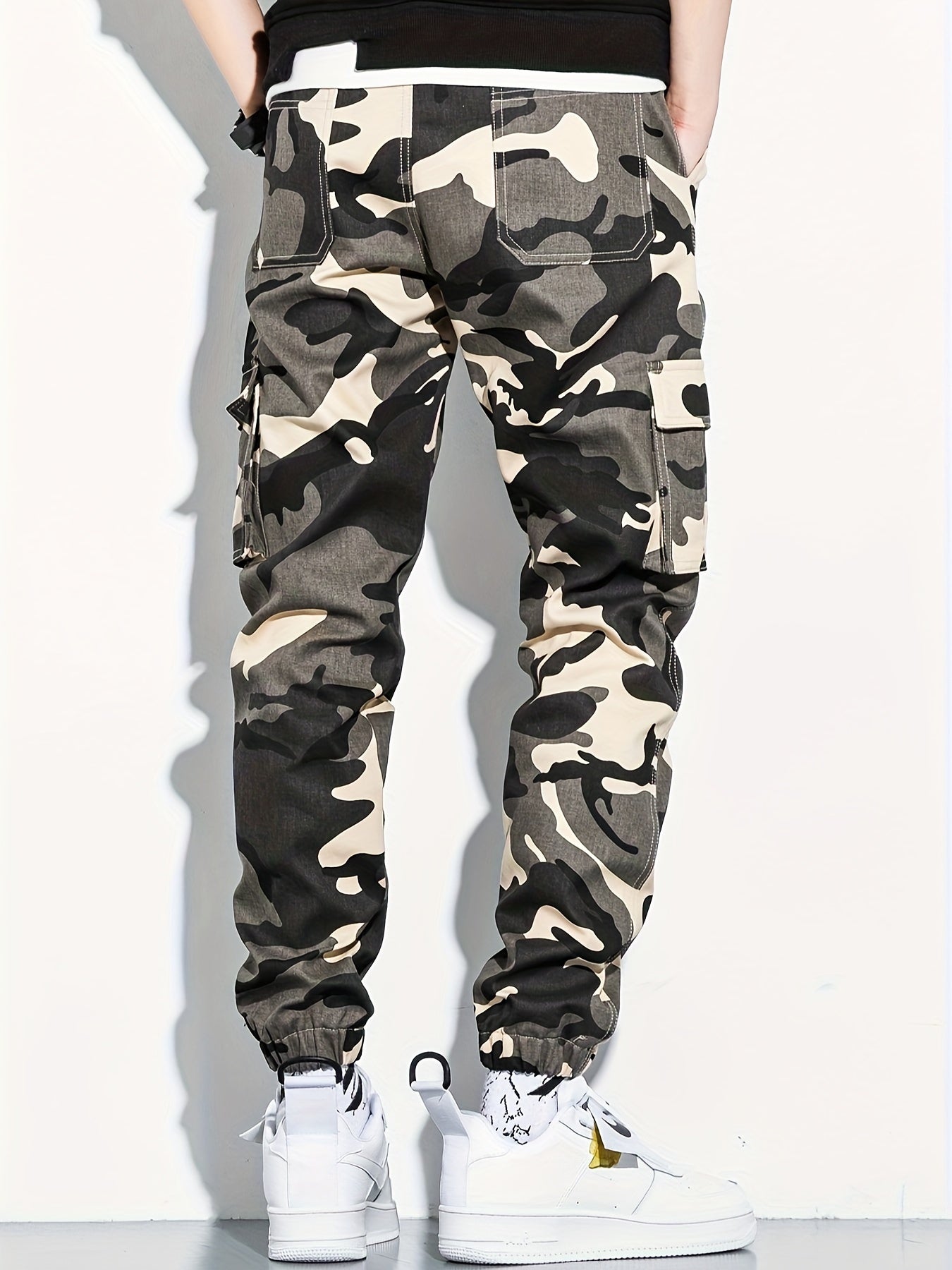 Men's Camo Cargo Cropped Pants With Multi Pockets | Vintage Style