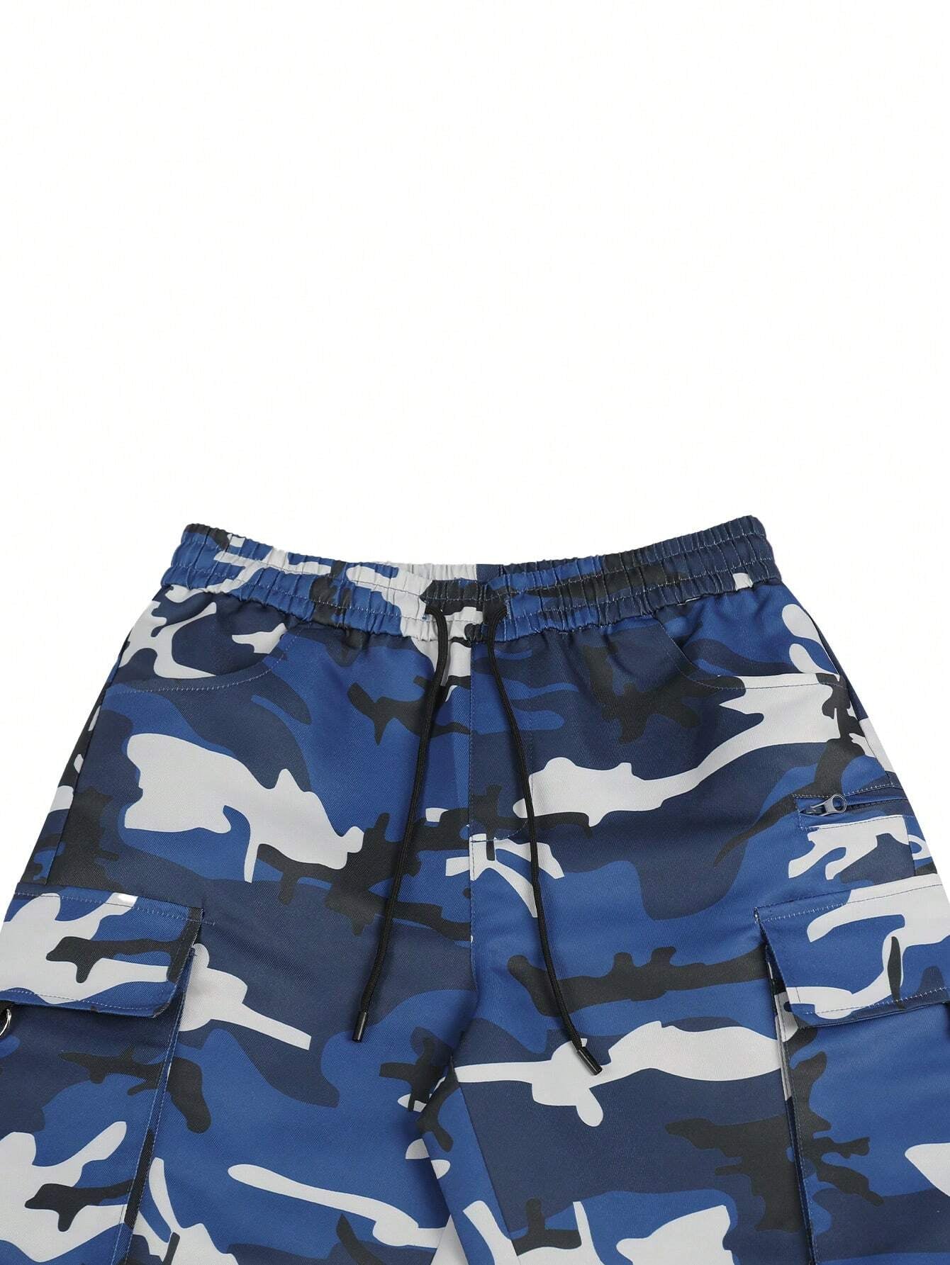 Men's Camo Side Pocket Drawstring Jogger Pants | Blue, Red, Green