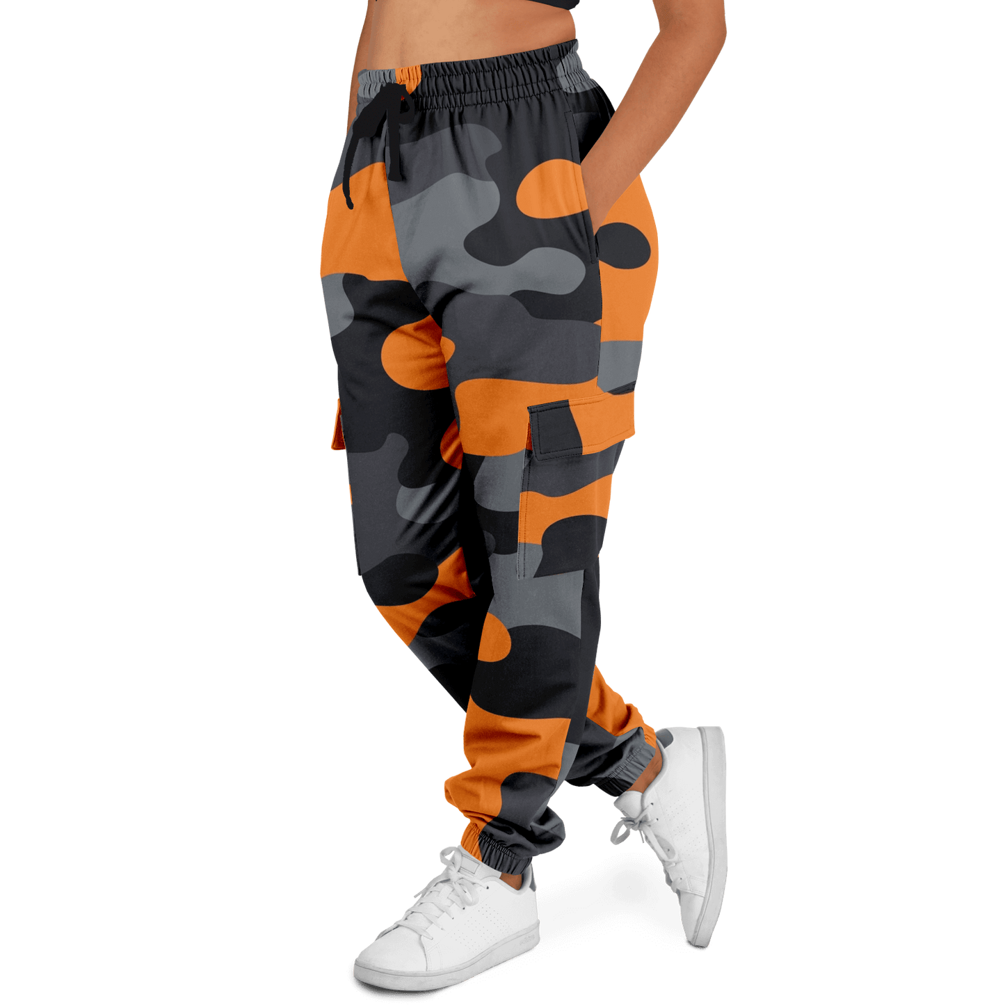 Camo Cargo Pants | Unisex | Orange, Gray & Black Camouflage