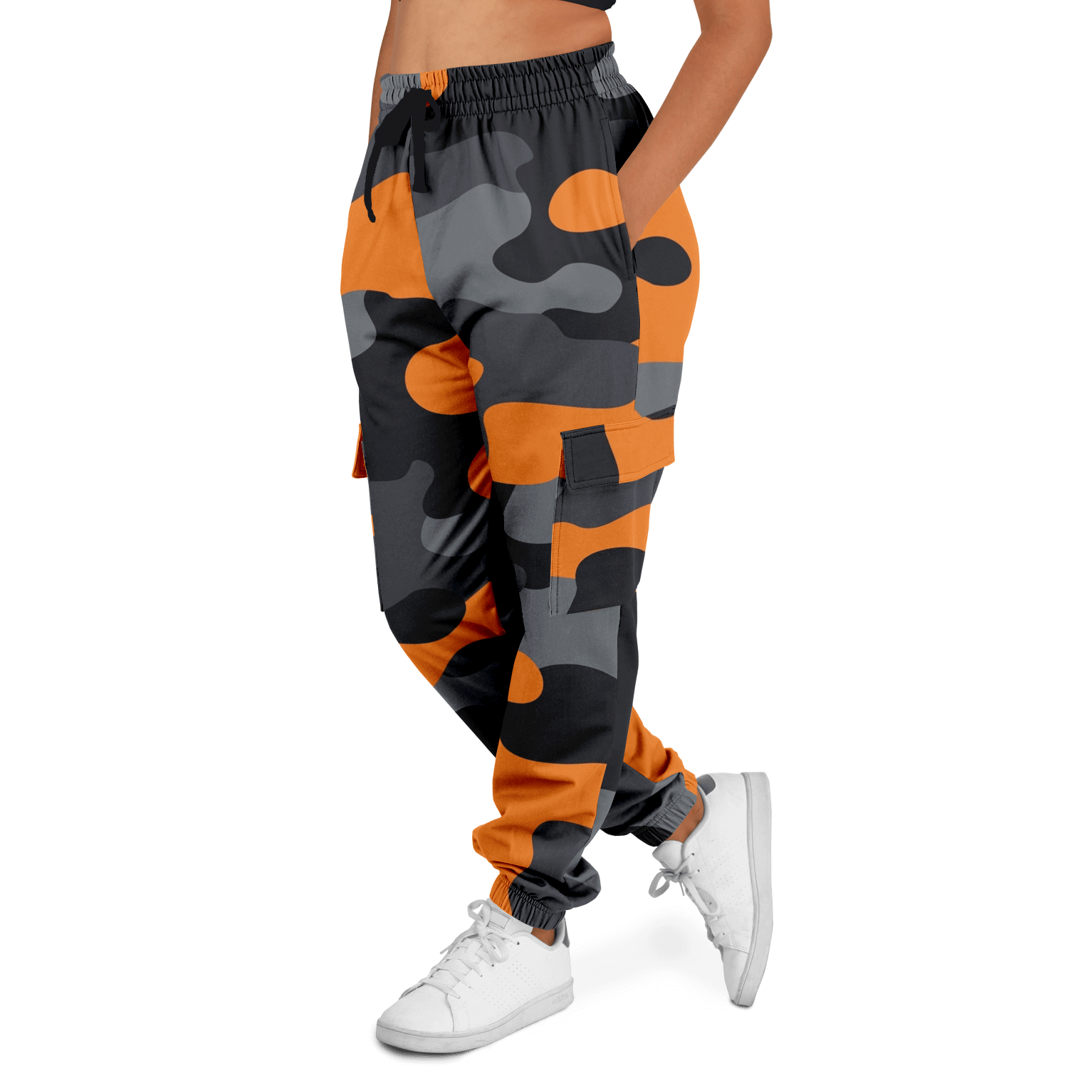 Camo Cargo Pants | Unisex | Orange, Gray & Black Camouflage