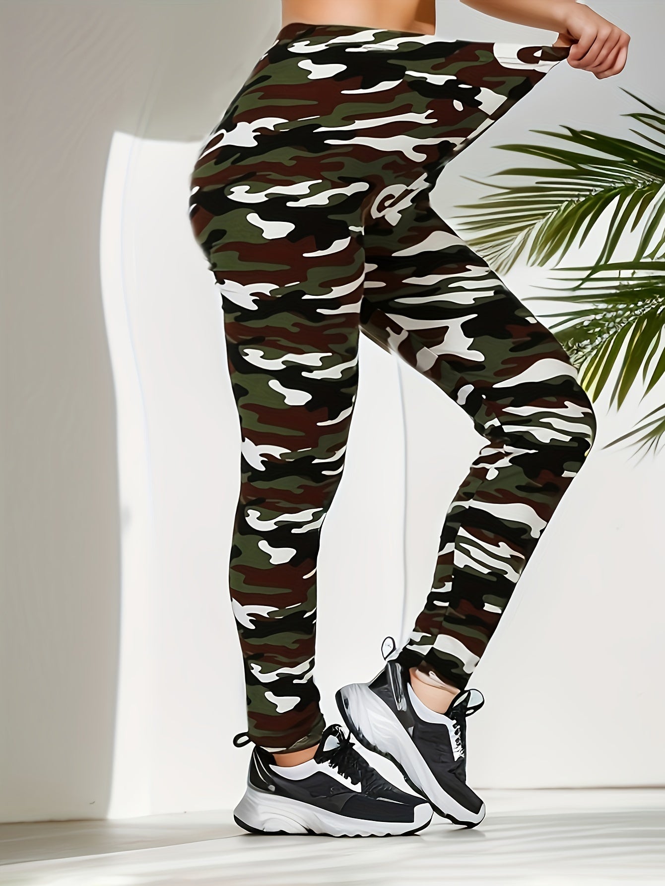 Leggings ajustados con estampado de camuflaje, leggings elásticos informales de cintura alta, ropa para mujer