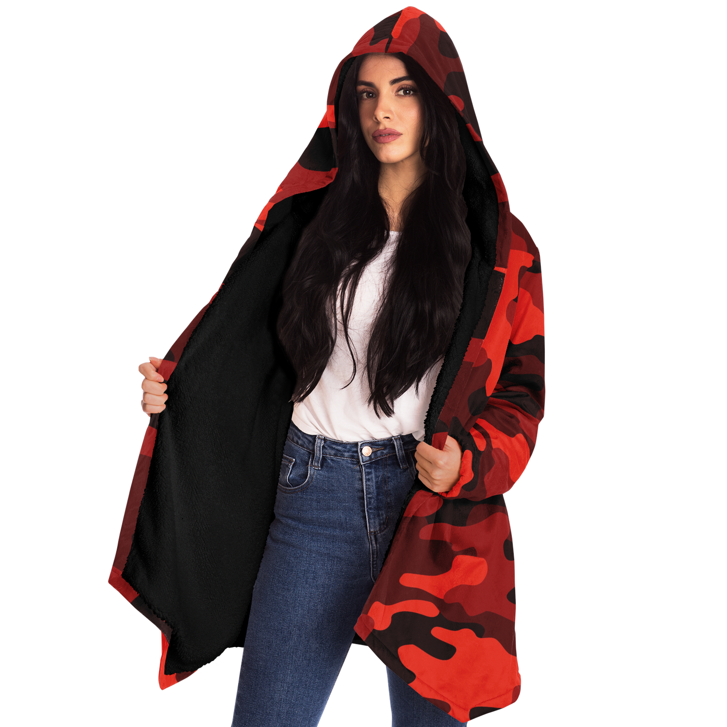 Camo Cloak | Scarlet Red & Black Camouflage | Microfleece