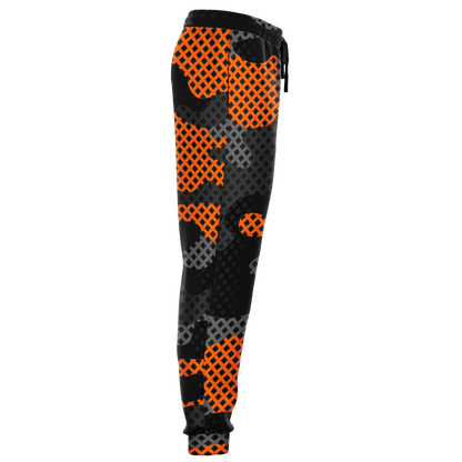 Camo Sweatpants | Unisex | Black & Orange Pixel Pattern