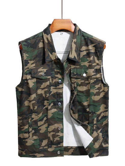 Men's Camouflage Denim Jacket | Lightweight Mixed Color