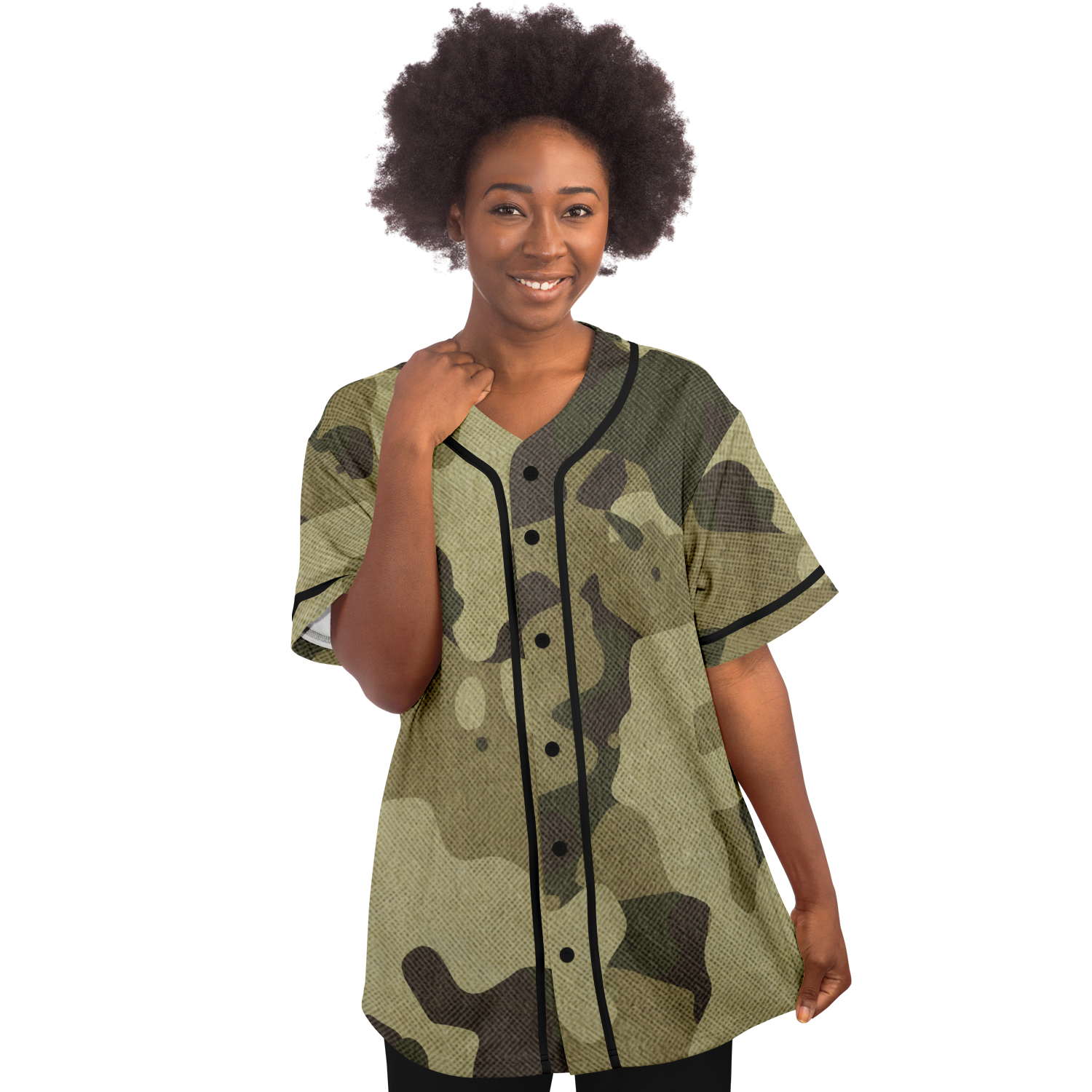 Camo Baseball Jersey | Green Fabric Camouflage