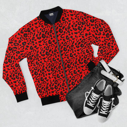 Leopard Jacket | Men's Classic Bomber | Red & Black