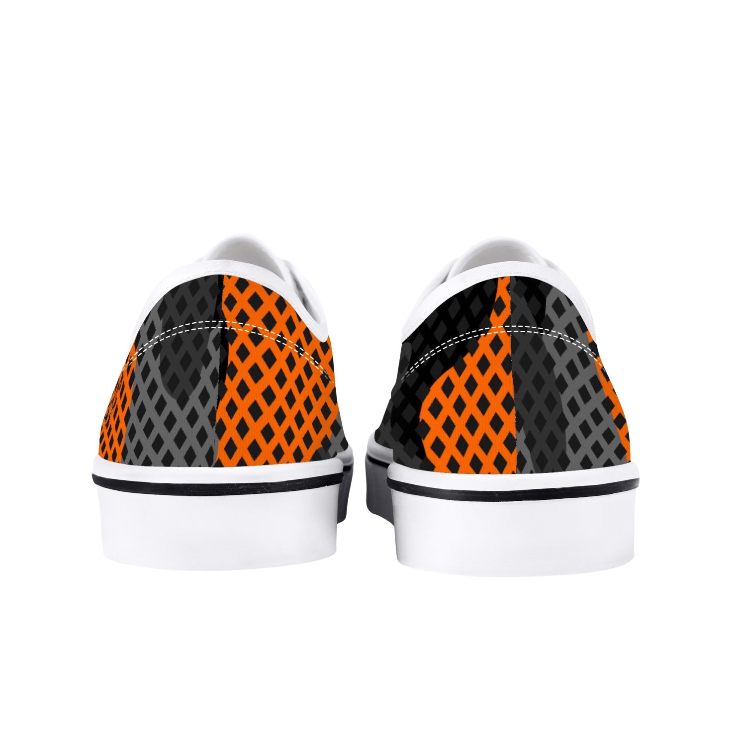 Camo Skate Shoes | Orange & Black Pixel Camouflage