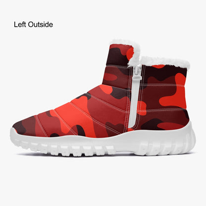 Camo Boots | Cotton-pad Fur Zipper Up | Scarlet Red & Black