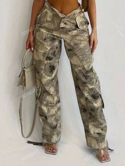 Women'S Camouflage Printed Multi-Pocket Cargo Pants