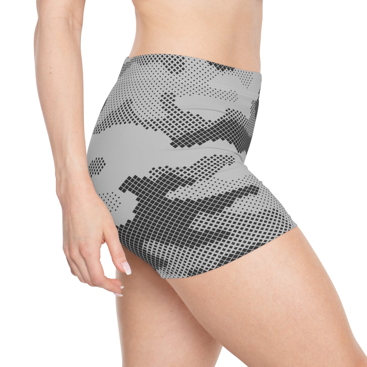 Women's Camo Shorts | Tight Fit | Black & White Digital