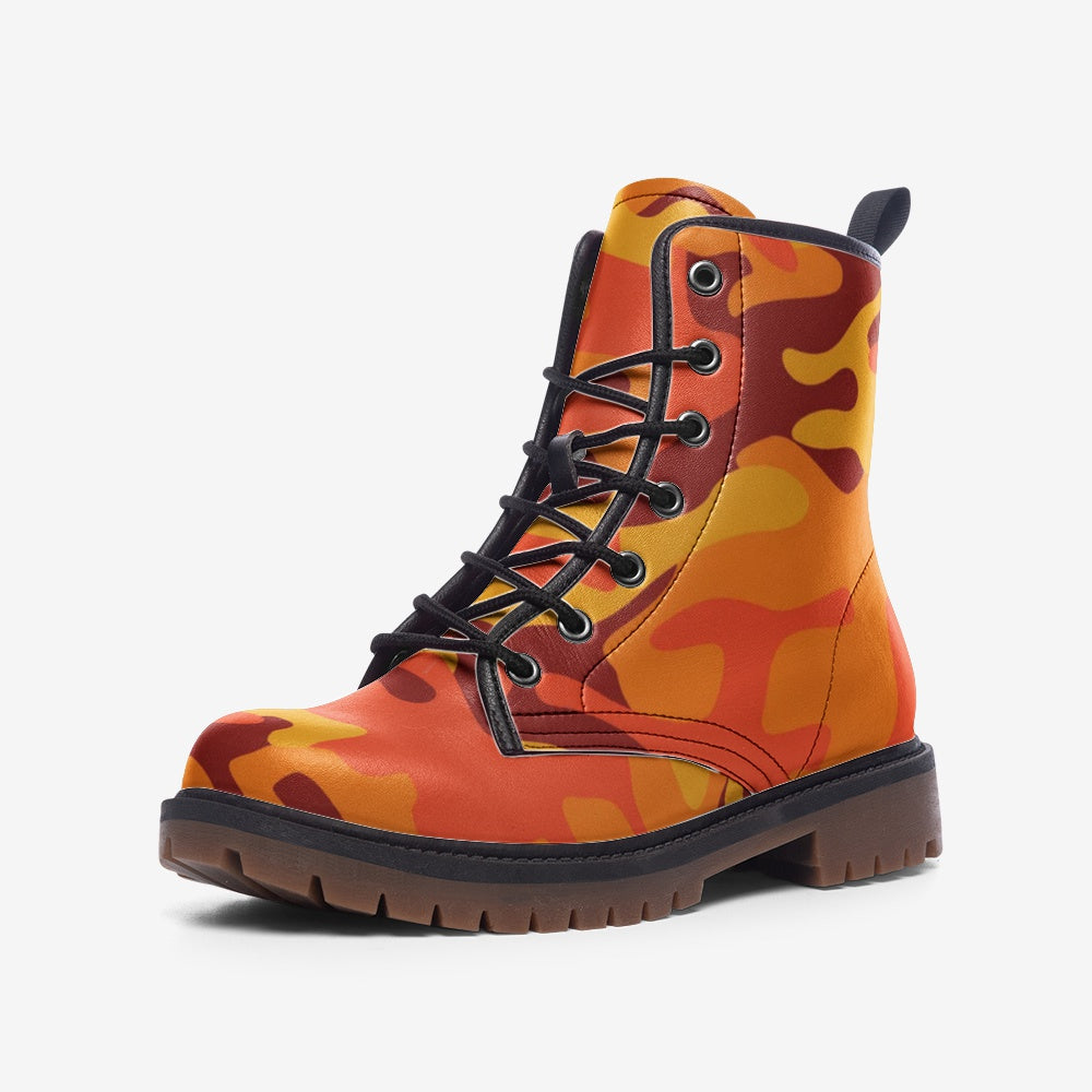 Camo Boots | Leather Camouflage in Orange and Red