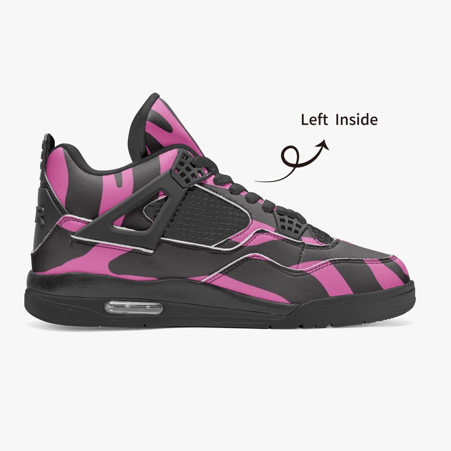 Zebra Jordans AJ4 | Pink and Black High-top Sneakers