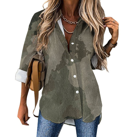 Women's Button-Up Camo Shirt | Dirty Brown