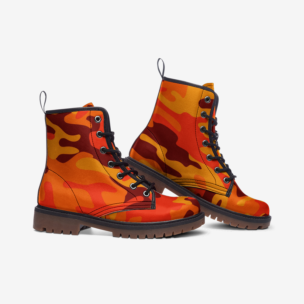 Camo Boots | Leather Camouflage in Orange and Red