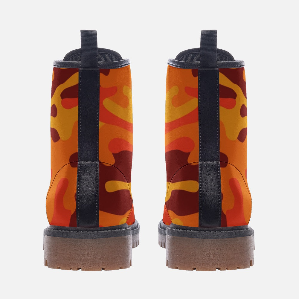 Camo Boots | Leather Camouflage in Orange and Red