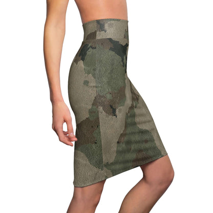 Camo Mini Skirt | Pencil Cut | Dirty Brown