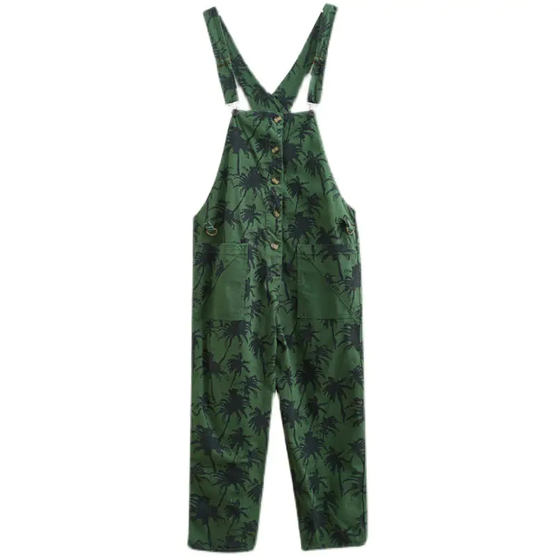 Korean Straight Green Jumpsuit for Women