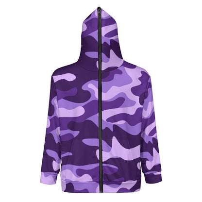 Zip up Camo Hoodie | Purple, Blue & Mauve Camouflage