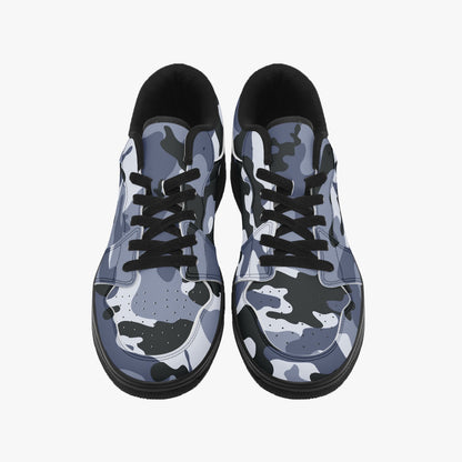 Camo Sneakers | Light Blue Low-Top Leather Camouflage Shoes