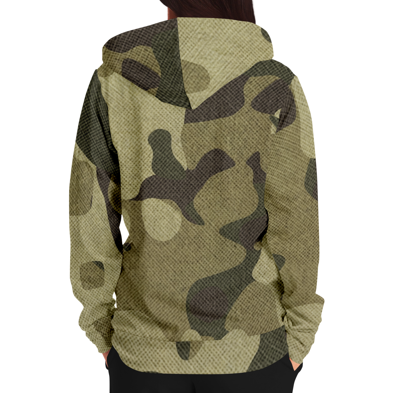 Zip-Up Hoodie | Green Fabric Camouflage