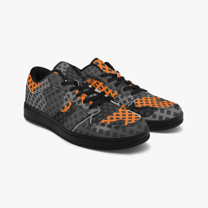 Camo Sneakers | Black and Orange Low-Top Leather Camouflage