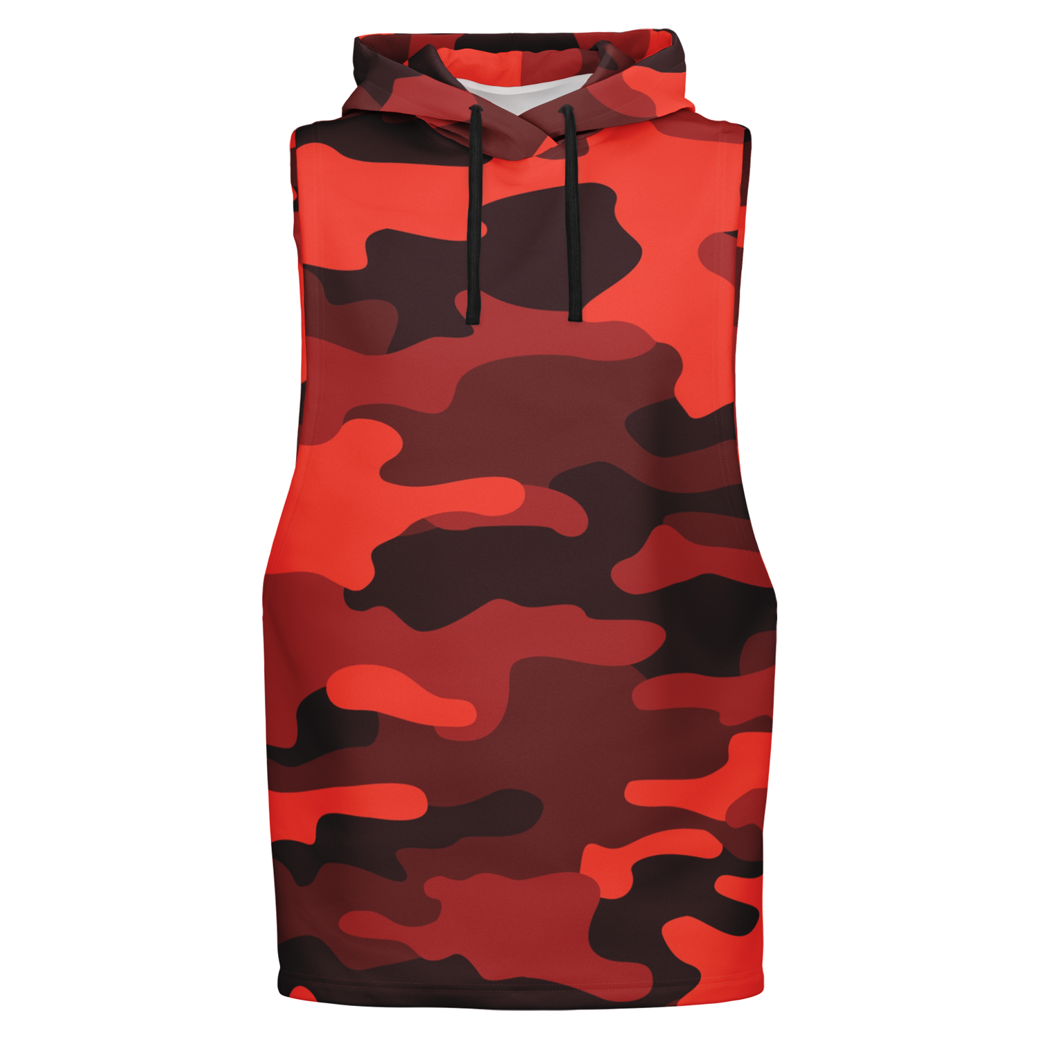 Sleeveless Hoodie | Scarlet Red & Black Camouflage