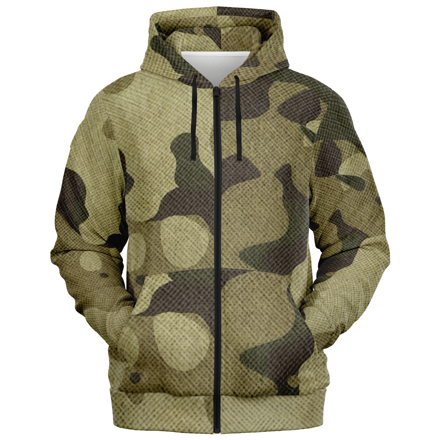 Zip-Up Hoodie | Green Fabric Camouflage