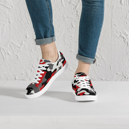 Camo Sneakers | Classic Low-Top | Red, Black, & White