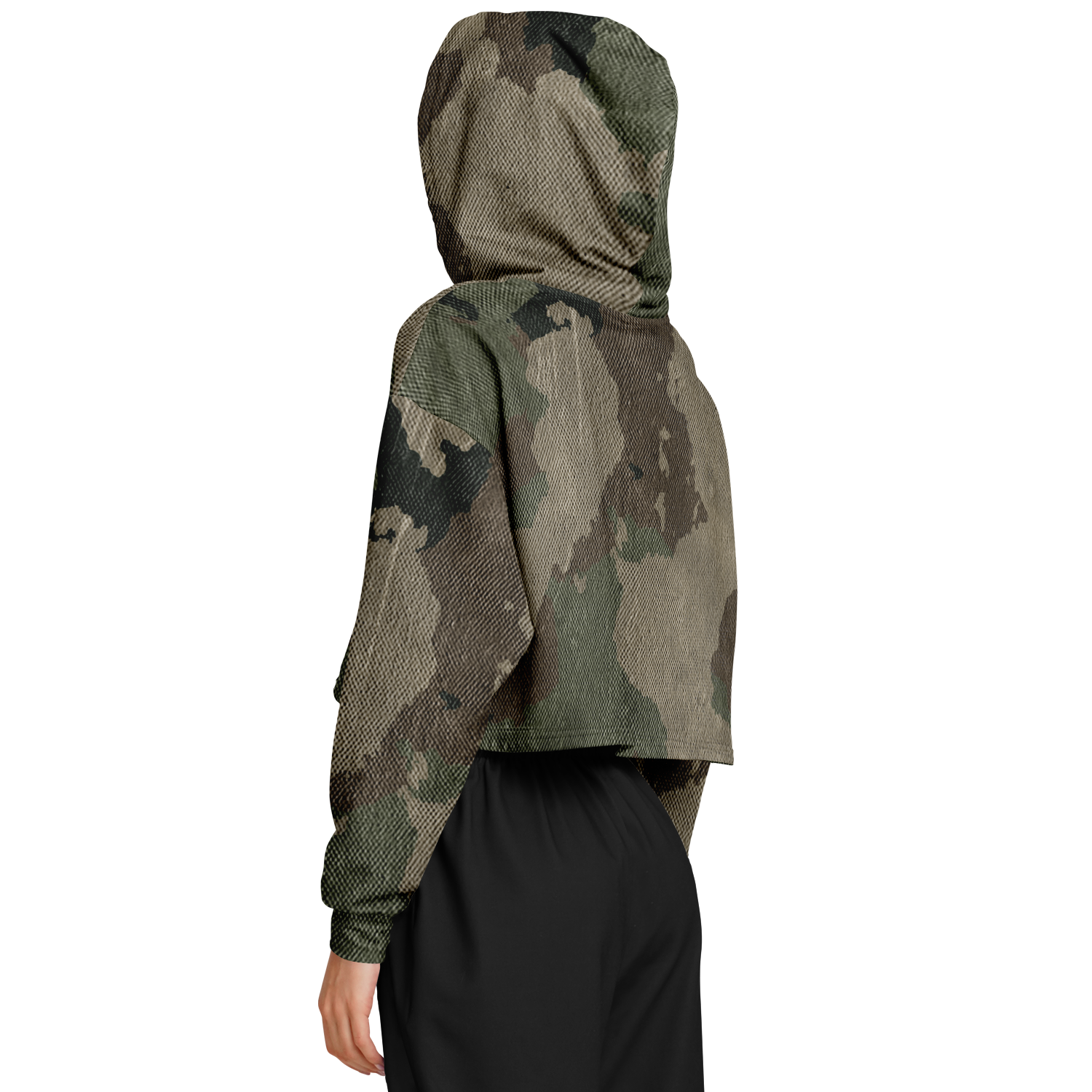 Cropped Hoodie For Women | Dirty Old Brown Camouflage