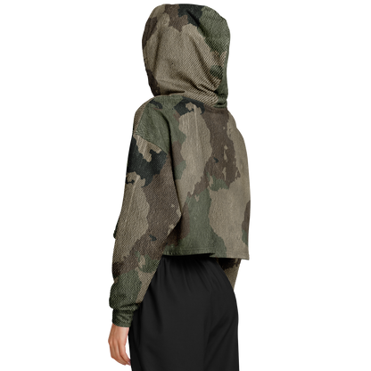 Cropped Hoodie For Women | Dirty Old Brown Camouflage