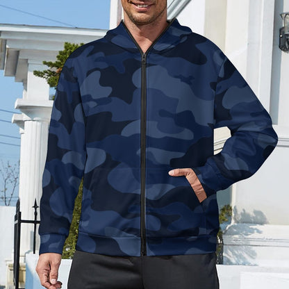 Zip up Camo Hoodie | Deep Blue Camouflage