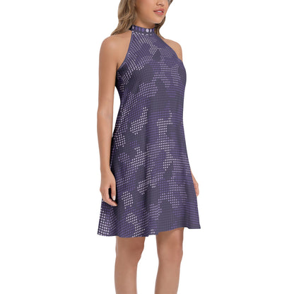 Flared Camo Dress | Halter Neck | Blue LED Camouflage