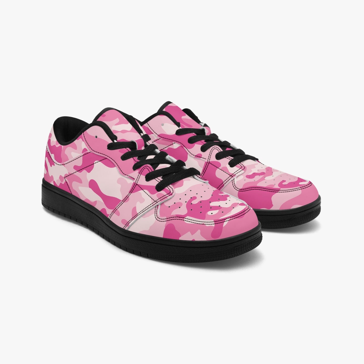 Camo Sneakers | Lavender Pink Low-Top Leather Camouflage Shoes