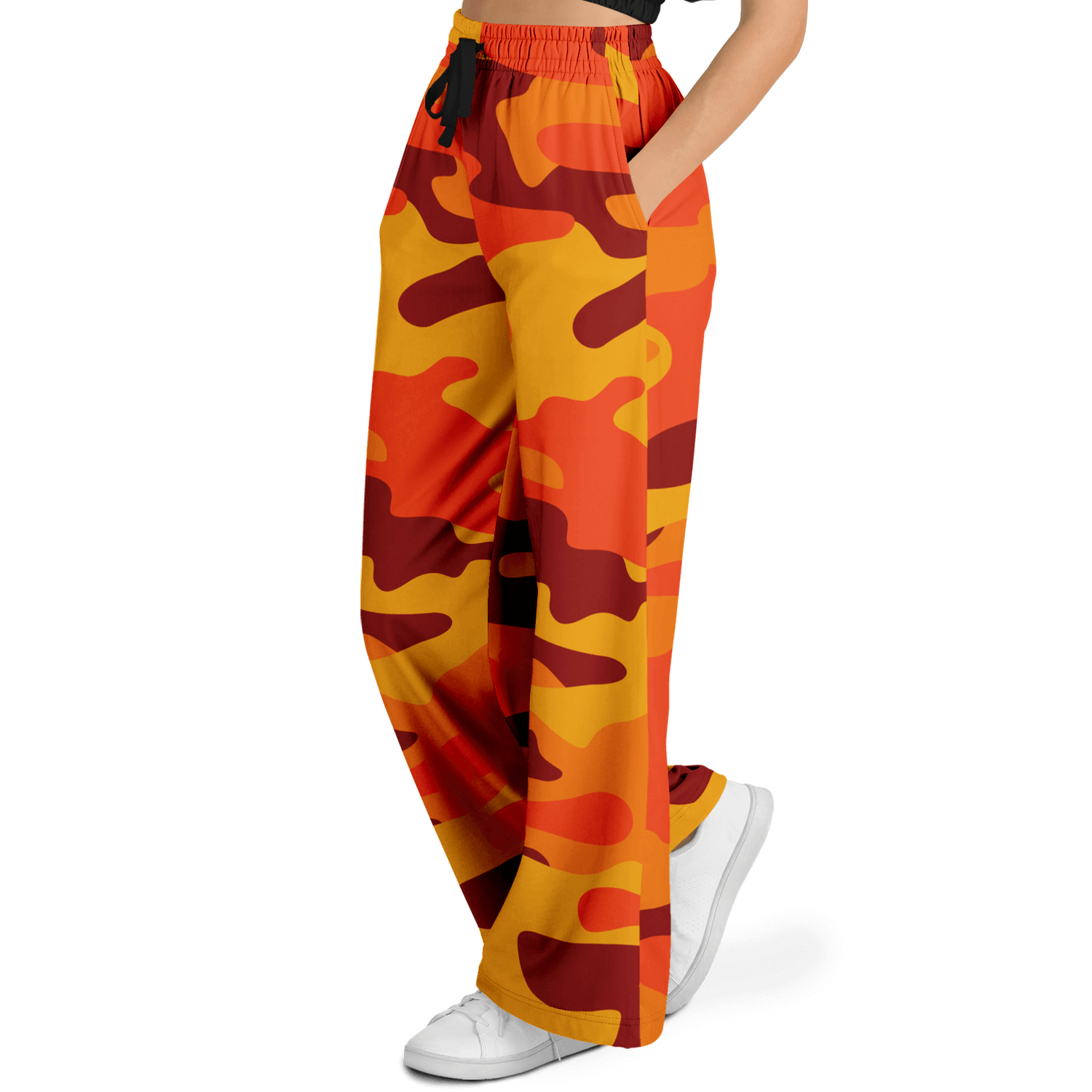 Camo Wide Leg Pants | Orange & Red Camo