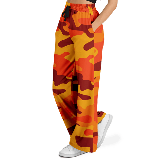 Camo Wide Leg Pants | Orange & Red Camo