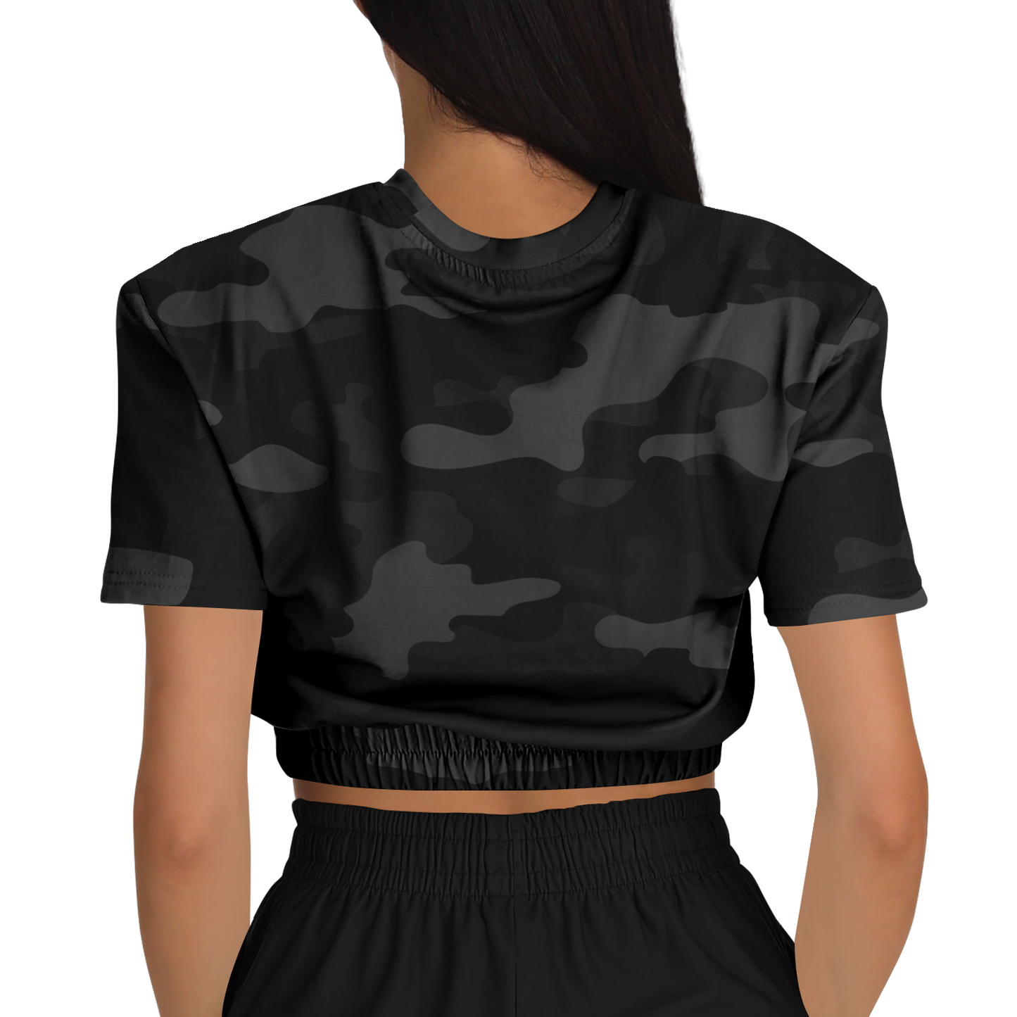 Camo Crop Top Sweatshirt | Black Camouflage