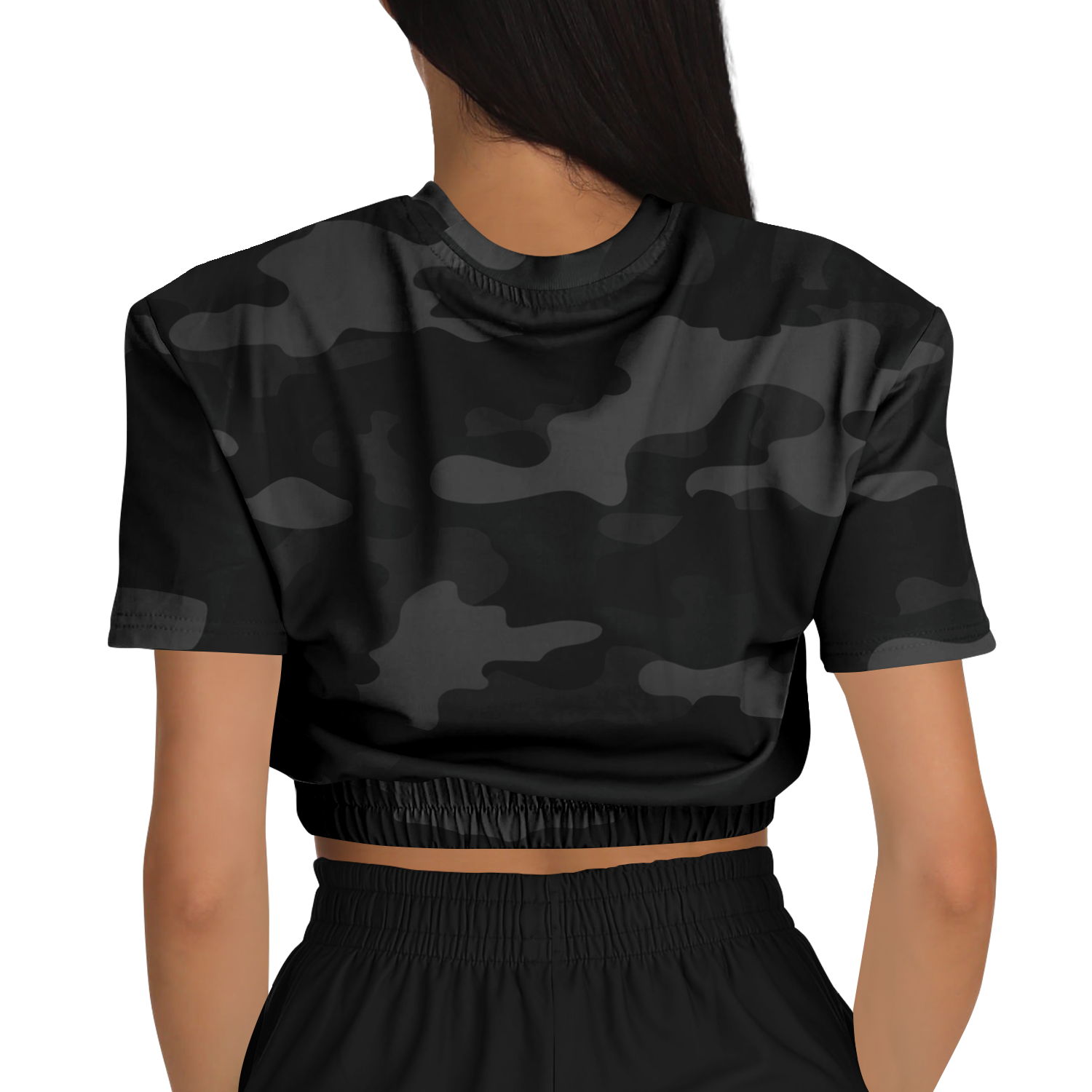 Camo Crop Top Sweatshirt | Black Camouflage