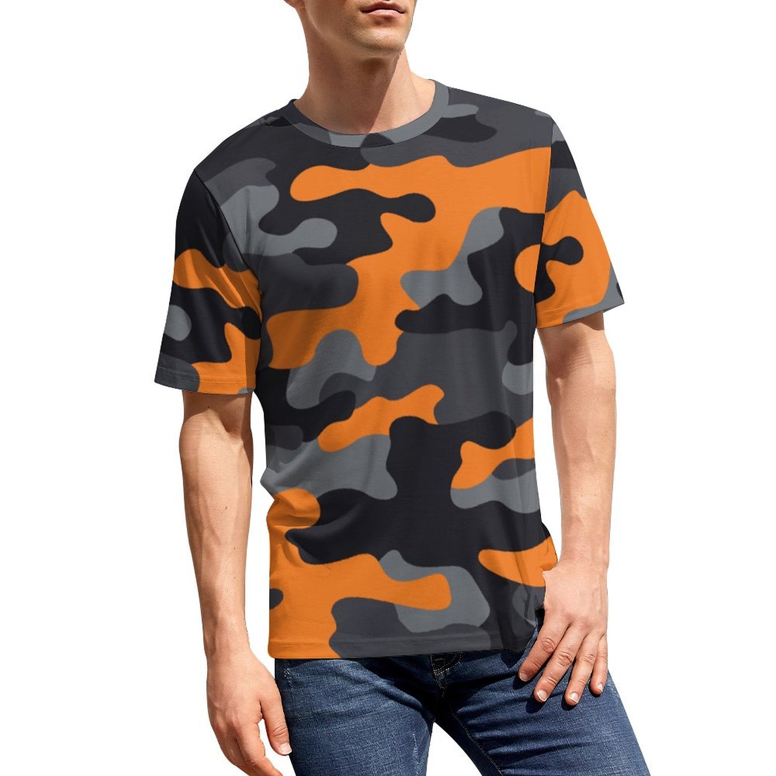 Camo Shirt | Orange, Gray & Black Camouflage T