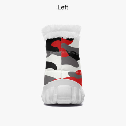 Camo Boots | Cotton-pad Fur Zipper Up | Red, Black and White