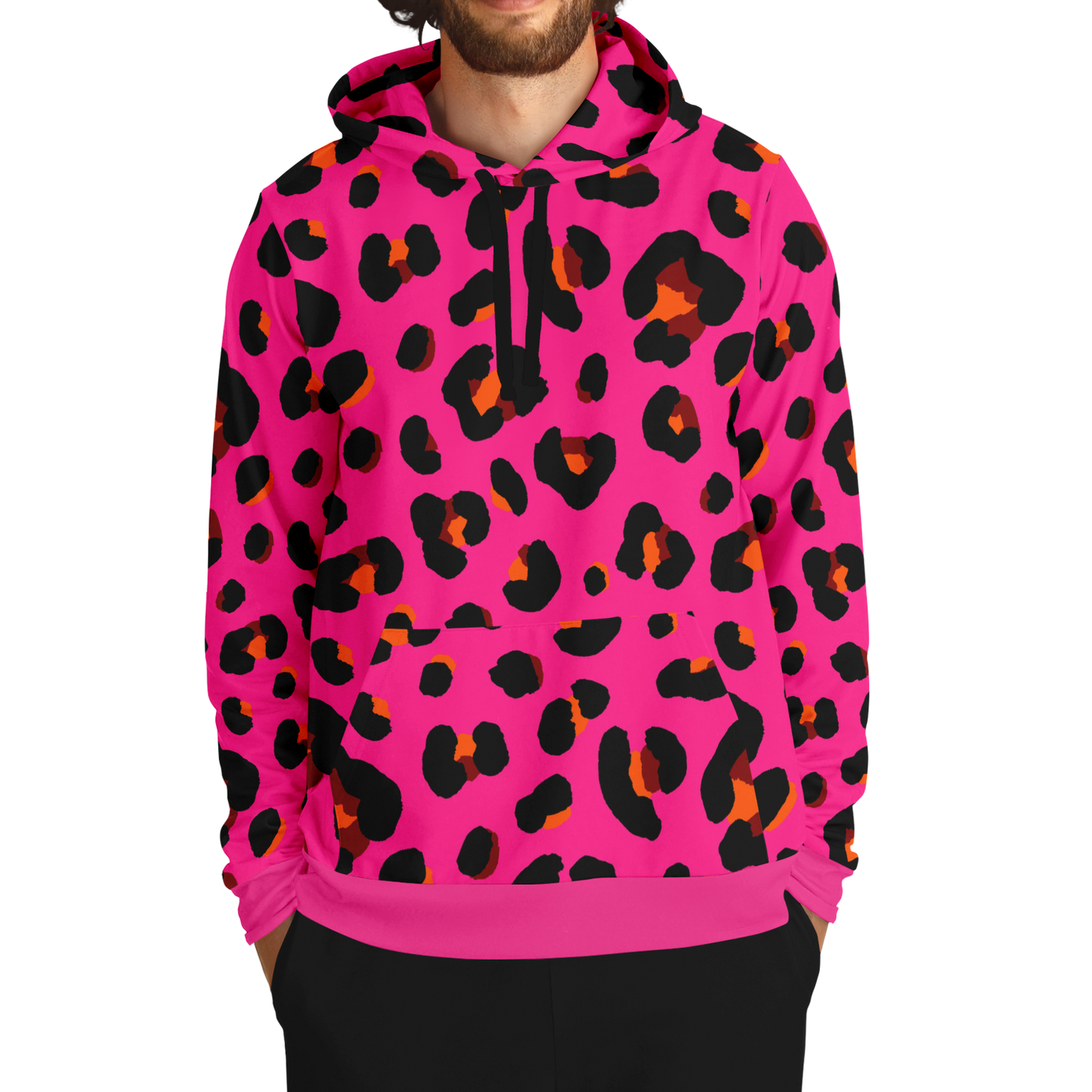 Leopard Hoodie | Cerise Pink, Orange and Black