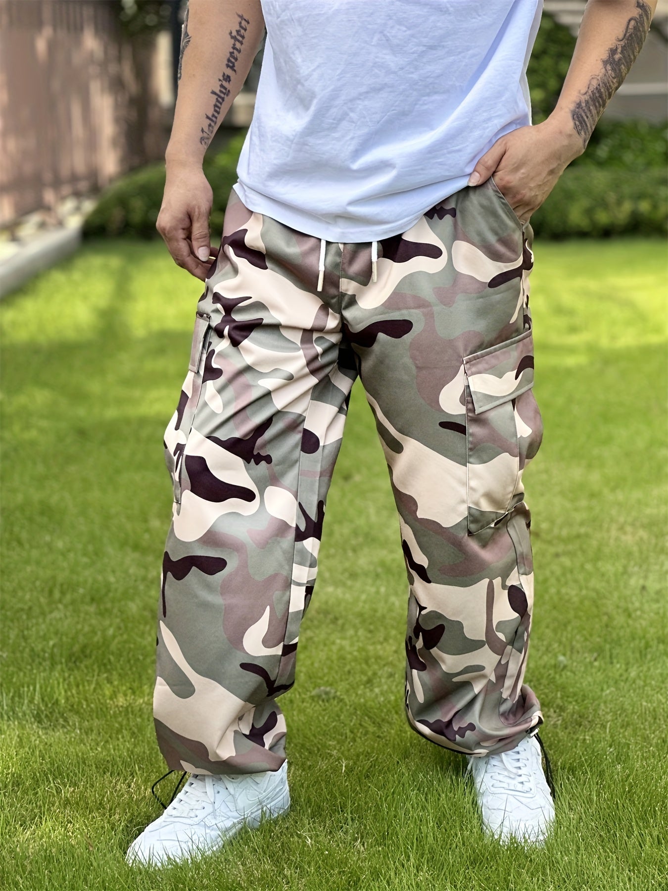 Pantalones cargo de camuflaje para hombre con múltiples bolsillos