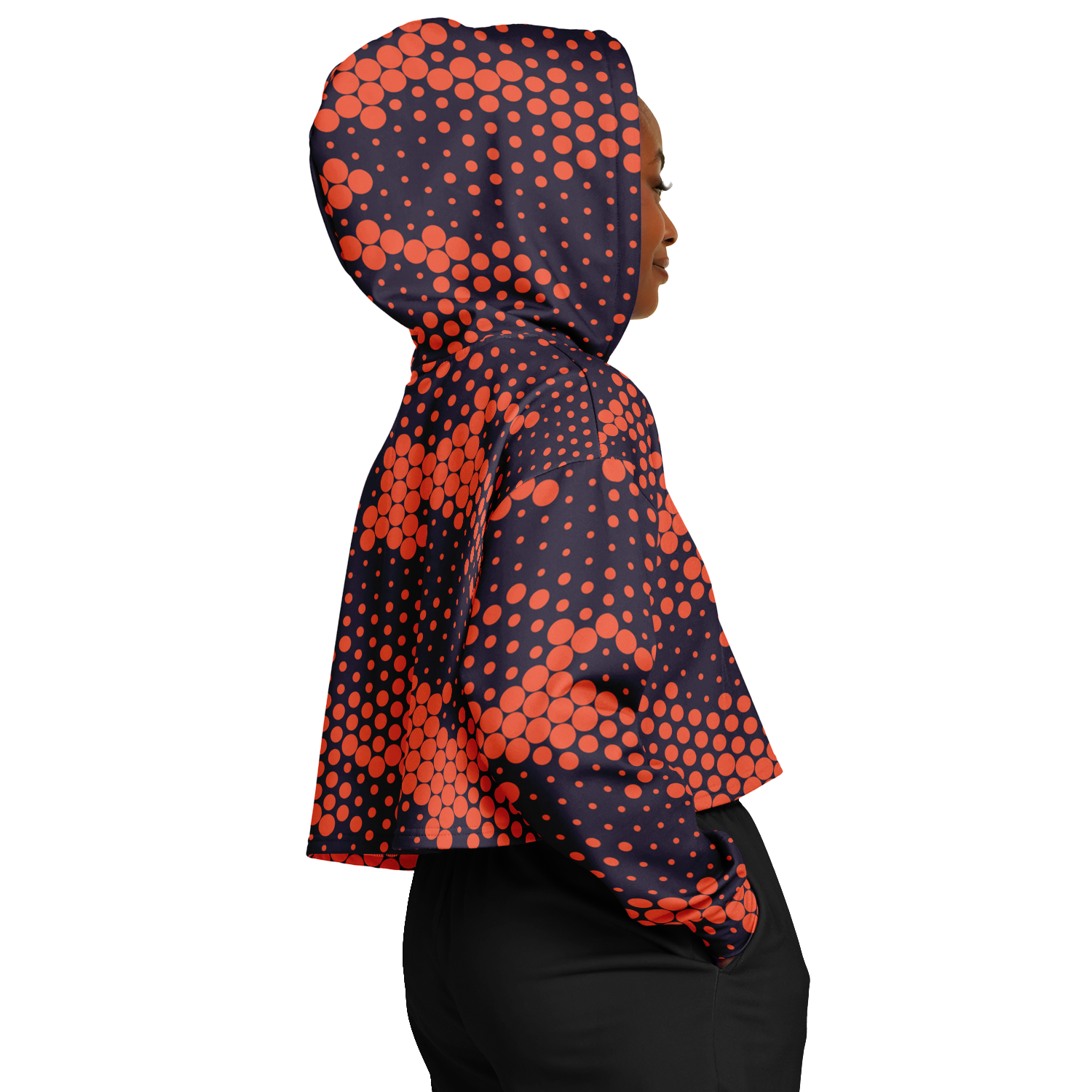 Cropped Hoodie | Orange & Blue Digital Dotted Camouflage