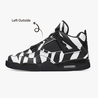 Zebra Jordans AJ4 | Black and White Sneakers