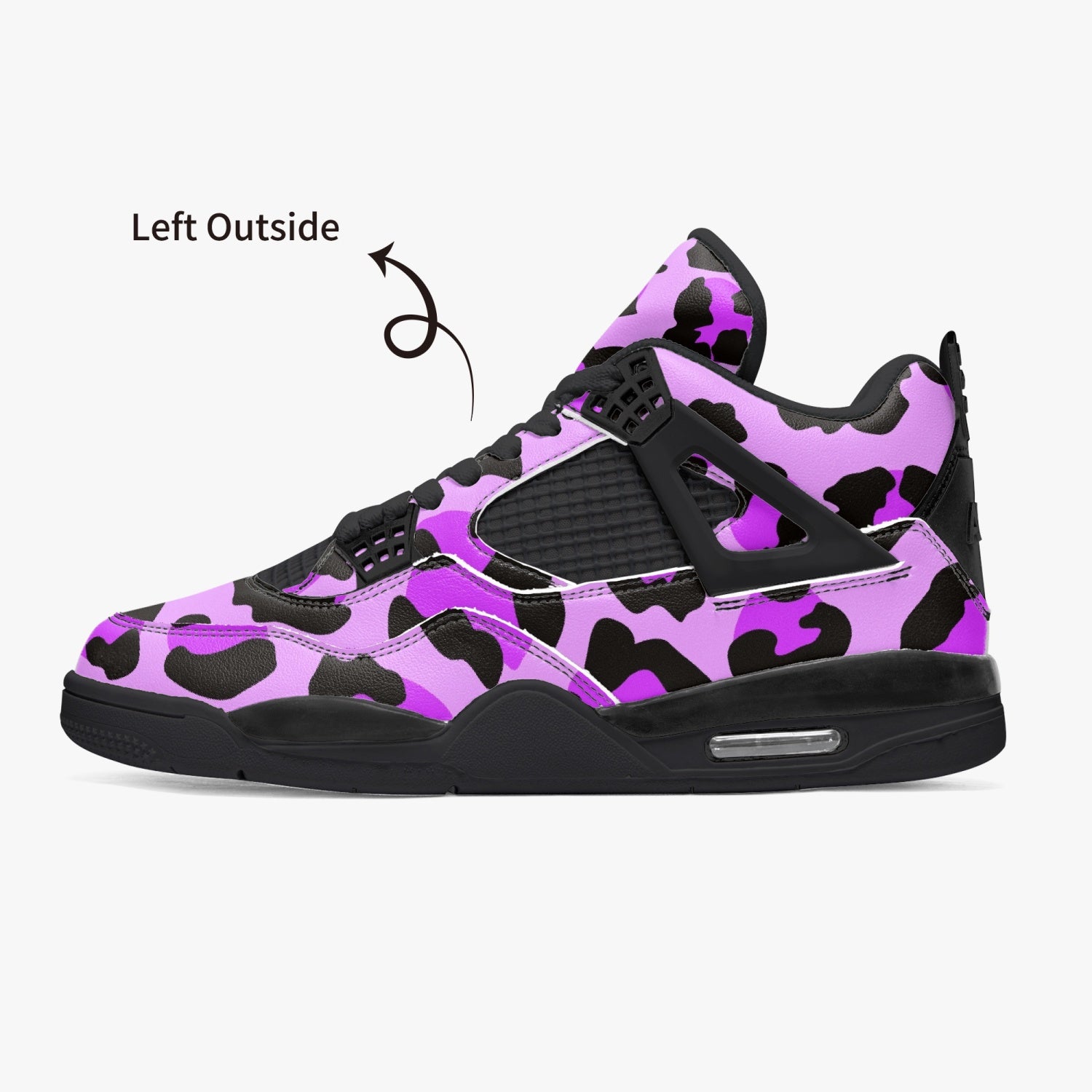 Leopard Jordans AJ4 | Purple, Blue and Black Pattern