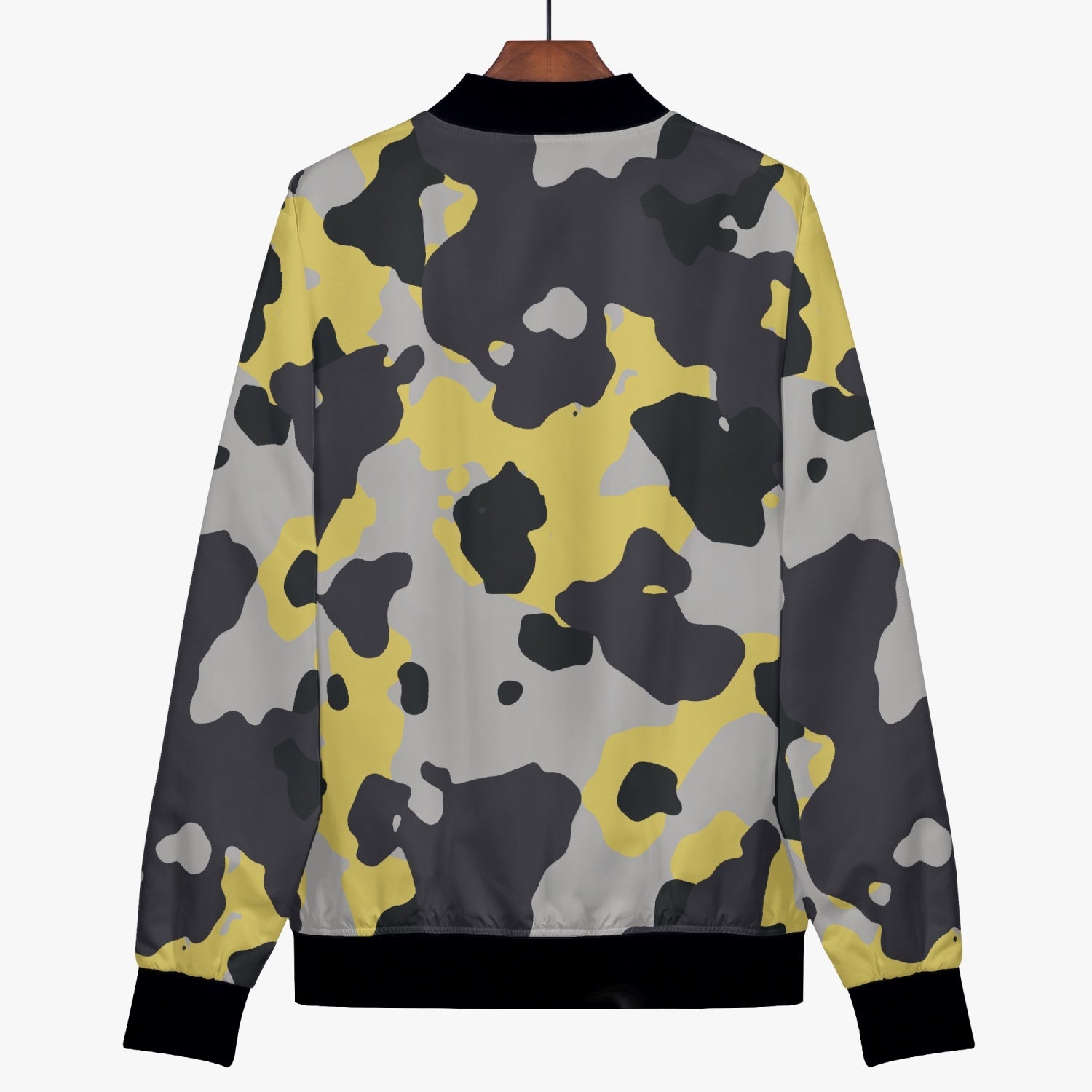 Women's Camo Bomber Jacket | Yellow, Black and Silver Camouflage