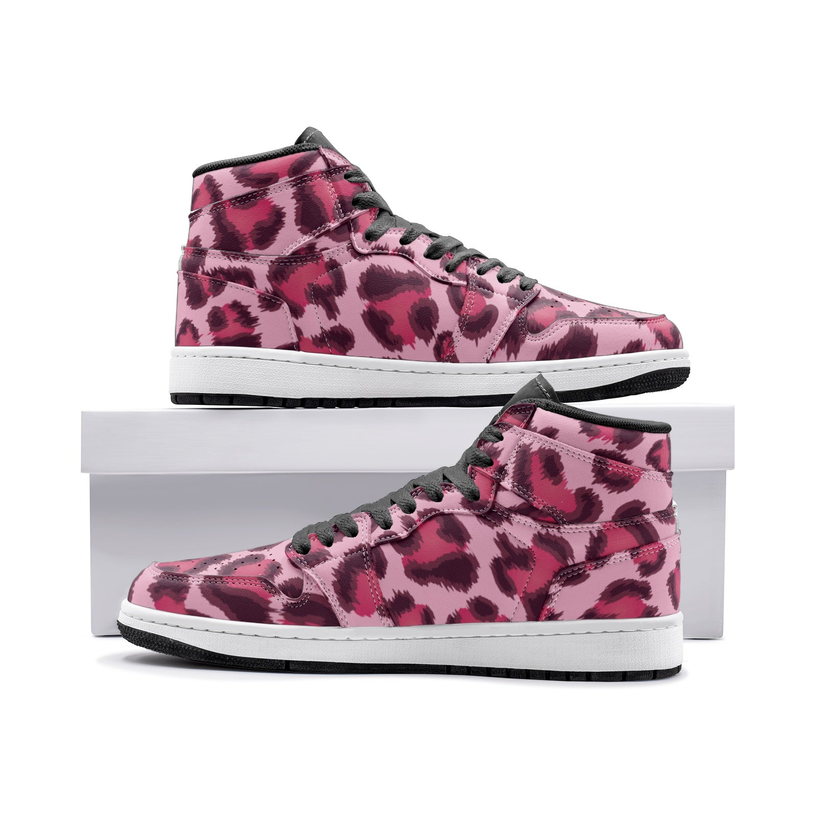 Leopard Sneakers AJ1 | High-top | Pink, Cherry & Black