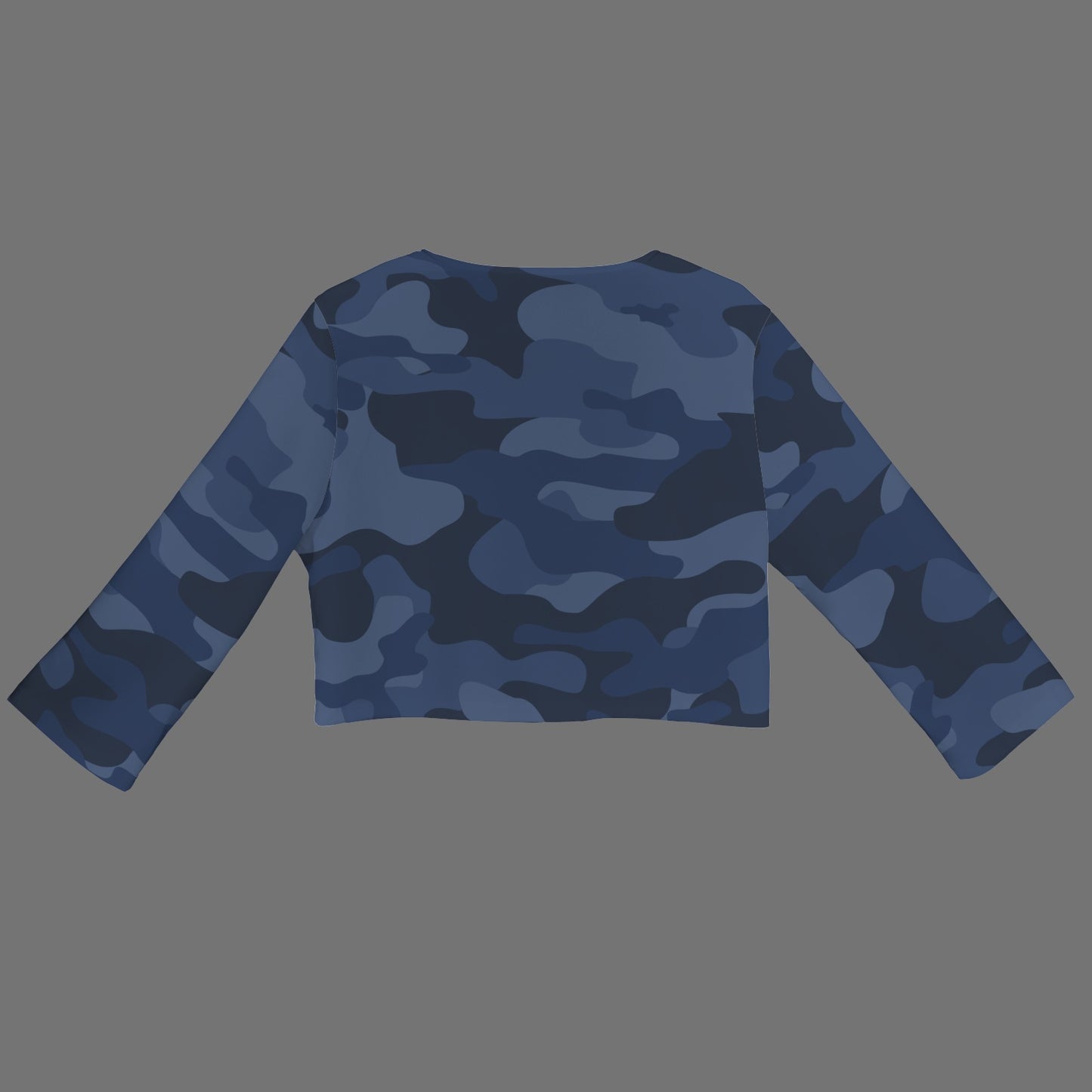 Camo Blazer | Cropped Open Front | Deep Blue Camouflage