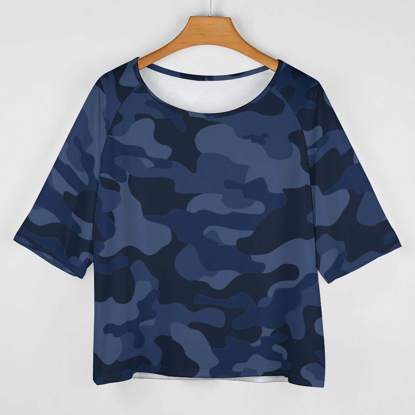 Off The Shoulder Top | Deep Blue Camo Shirt