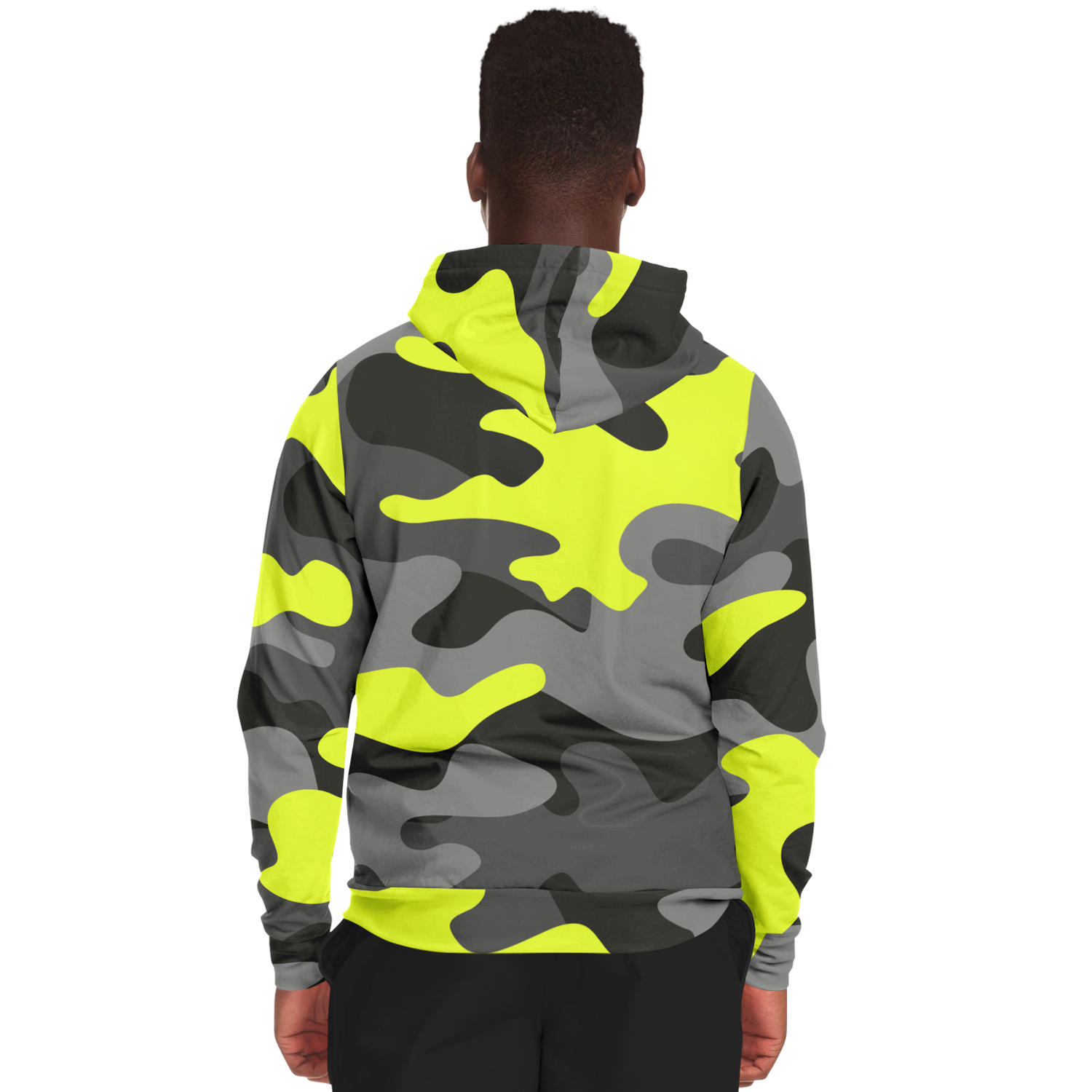 Zip-Up Hoodie | Yellow, Black, and Gray Camouflage